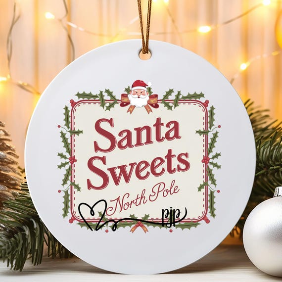 Metal Ornaments, Christmas Tree Decoration, Holiday Gift, Festive Ornament, Candy Shop Decor, North Pole Theme