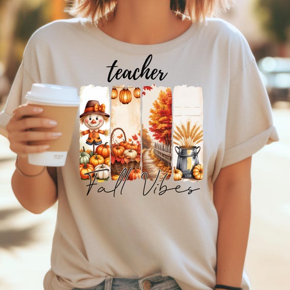 Teacher Fall Harvest Shirt, Autumn Tee for Thanksgiving, Pumpkin Patch T-Shirt, Scarecrow Gift, Fall Shirt for Seasonal Lovers, Shirt Gift