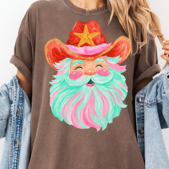 Cowboy Santa Shirt Christmas Gift, Western Santa T-Shirt