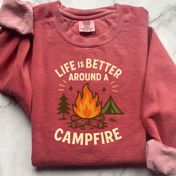 Camping Sweatshirt Comfort Color Blend, Soft Cozy Outdoor Apparel for Camping Trips, Perfect Gift for Camping Groups & Vacations