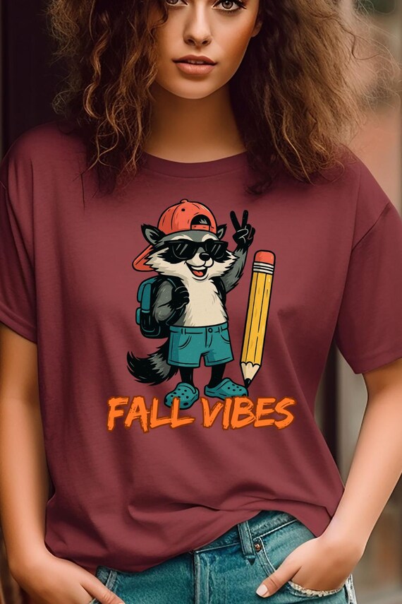 Raccoon Teacher Tee, Back to School Fall T-Shirt Gift Raccoon Teacher TShirt,  School Fall Raccoon Top Teacher Gift