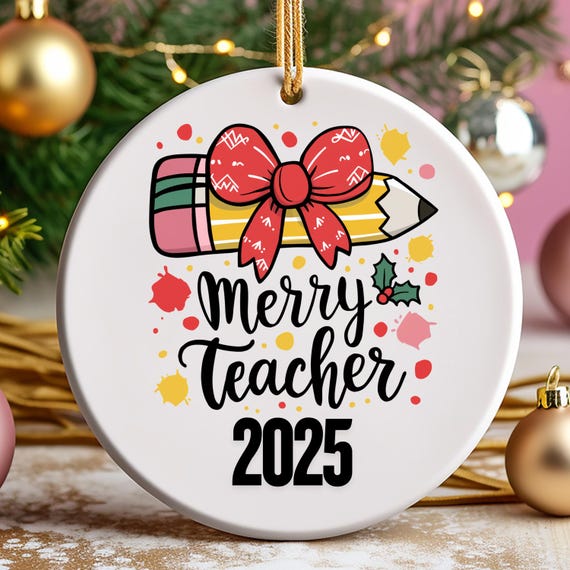 Teacher Christmas Ornament: Vibrant Metal Gift for Teacher Groups