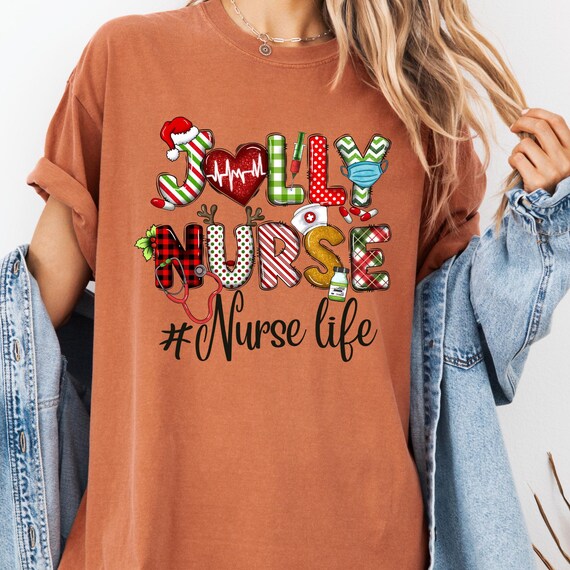 Festive RN Graphic Tee, Nursing School Grad Shirt, ER Staff Holiday Gift