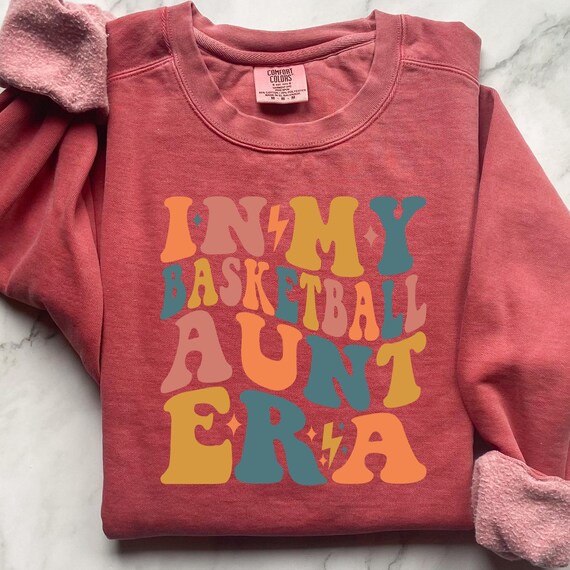 Basketball Lover Aunt Color Comfort Sweatshirt, Unisex Garment-Dyed Jumper for Basketball Fans, Basketball Aunt Gift, Sporty Aunt Present,