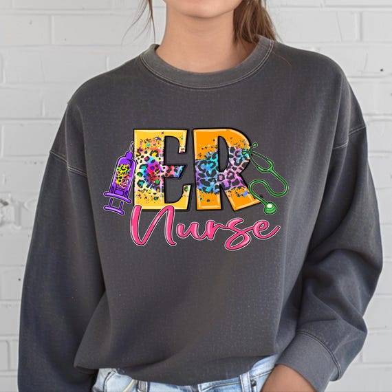 ER Nurse Unisex Garment-Dyed Sweatshirt, Nurse Gift, Hospital Worker Pullover, Medical Staff Sweater, Healthcare Professional Apparel