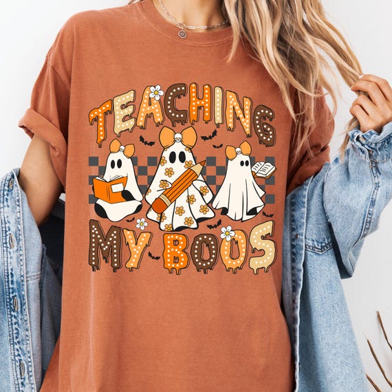 Teacher Ghost Shirt: Comfort Colors Halloween Tee, Educator Gift