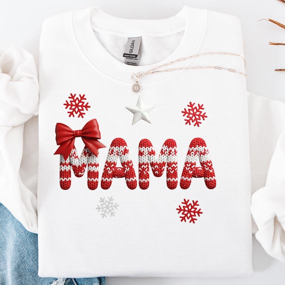 Faux Yarn Christmas Mama Shirt, Festive shirt for Holiday Lovers, Winter Mama Gift
