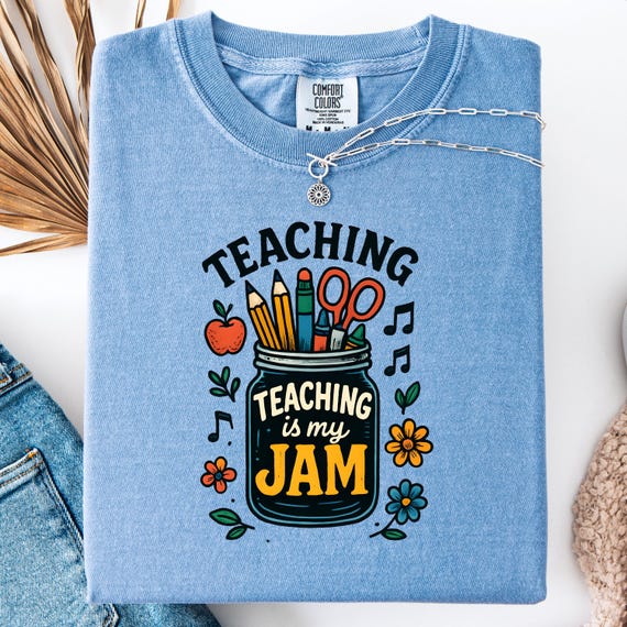 Teaching Is My Jam Comfort Colors Tee, Gift for Teacher, Back to School Shirt, Retro Teacher Shirt, Cute Teaching Shirt