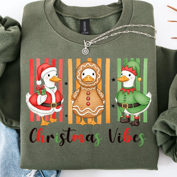 Christmas Duck Sweatshirt, Festive Holiday Tee