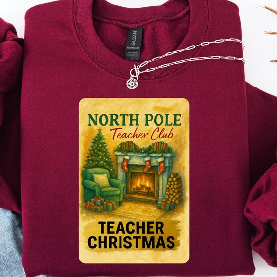 North Pole Teacher Club Christmas Sweatshirt, Festive Holiday Shirt