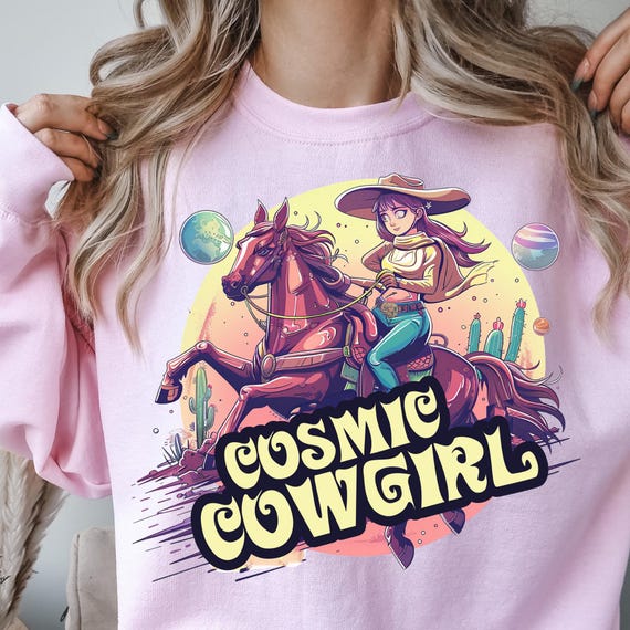 Cosmic Cowgirl Sweatshirt, Cowgirl Lover Gift Shirt, Western Style Pullover, Galaxy Ranch Apparel, Horse Lover Sweater, Cosmic Cowgirl
