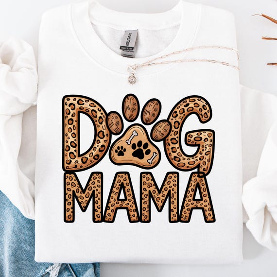 Dog Mama Shirt Leopard Print , Cute Paw Print  Dog Mom Gift