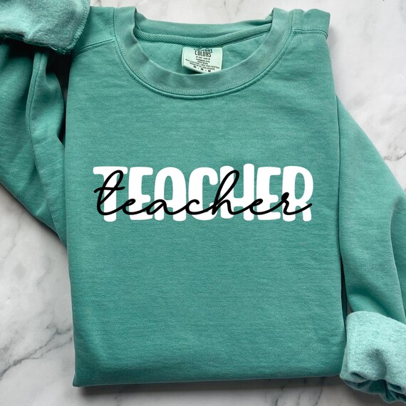 Retro Teacher Sweatshirt, Comfort Color Gift Back to School, Unisex Garment-Dyed, Retro Educator Jumper Teacher Appreciation Pullover