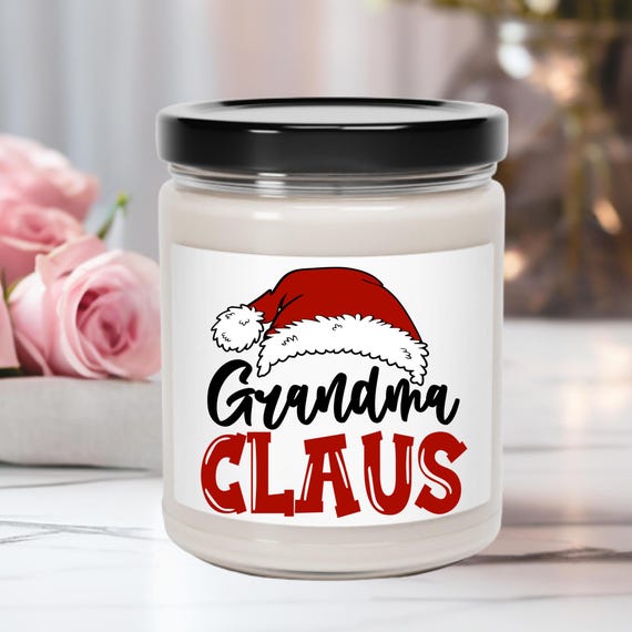 Holiday Grandma Claus Gift Scented Soy Candle,   9oz - Festive Christmas Candle,   Grandmother Present,  Winter Home Decor, Stocking Stuffer