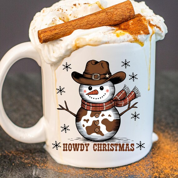 Snowman Cowboy snowman mug, Christmas gift for Mom and Dad or groups