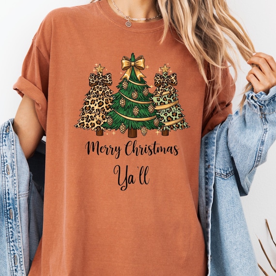 Leopard Print Christmas Tree T-Shirt: Festive Holiday Tee
