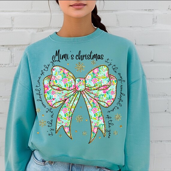 Christmas Bow Sweatshirt, Mimi Gift sweater, Cute Holiday Pullover, Family Christmas Shirt, Grandma Xmas Sweater, Mimi Christmas Top