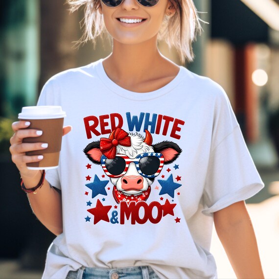 Patriotic Cow Shirt Highland Cow Shirt, Funny Cow Shirt  American Cow T Shirt, Western Cow shirt Farm Animal Shirt, Usa Flag Cows Shirt