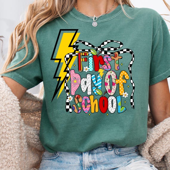 Lightning Bolt First Day of School Teacher Comfort Color T-Shirt, Coquette Great Teacher Group Shirt