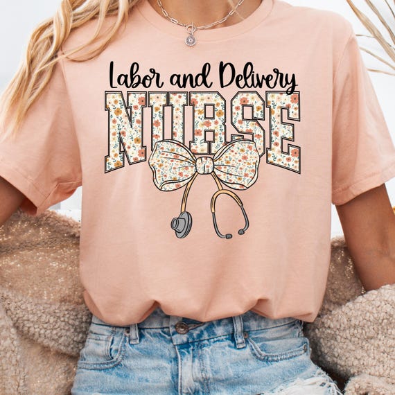Coquette bow Labor and Delivery Nurse Shirt, Nurse Tee for Healthcare Workers, Medical Staff Gift