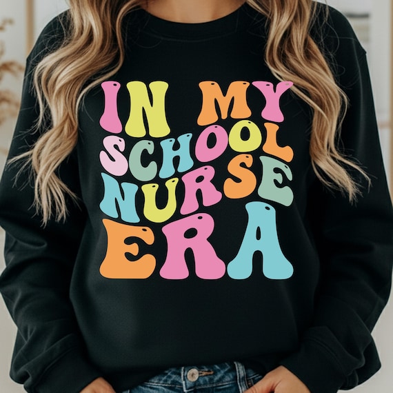 Wavy Retro School Nurse Shirt for Healthcare Heroes, Nurse Appreciation sweatshirt, Gift for School Nurses