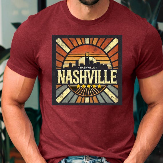 Nashville Starburst Tee Group Vacation Shirt, Distressed Unisex Jersey Family Trip T-Shirt, Music City Travel Top