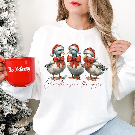 Duckmas Sweatshirt, Cute Christmas Jumper, Funny Holiday Shirt, Duck Gift Pullover, Festive Animal Sweater