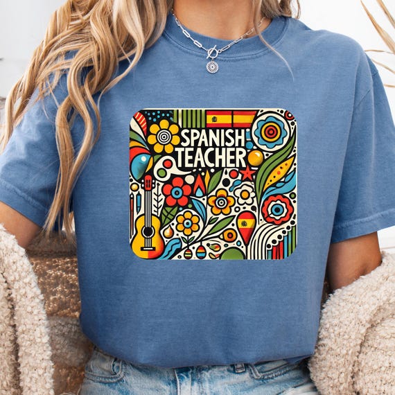 Spanish Teacher Modern Art T-Shirt, Matisse Style Gift Tee for Her, Spanish Graphic Top for Spanish Educator, Teacher Appreciation gift tee