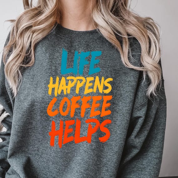 Coffee Lover Graffiti Distressed Sweatshirt, Funny Gift for Java Fan Unisex Pullover sweater, Hipster Caffeine Shirt Trendy Coffee gift