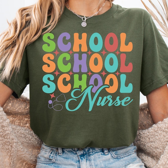 Retro School Nurse Shirt, Tee for School Staff Nurse Gift
