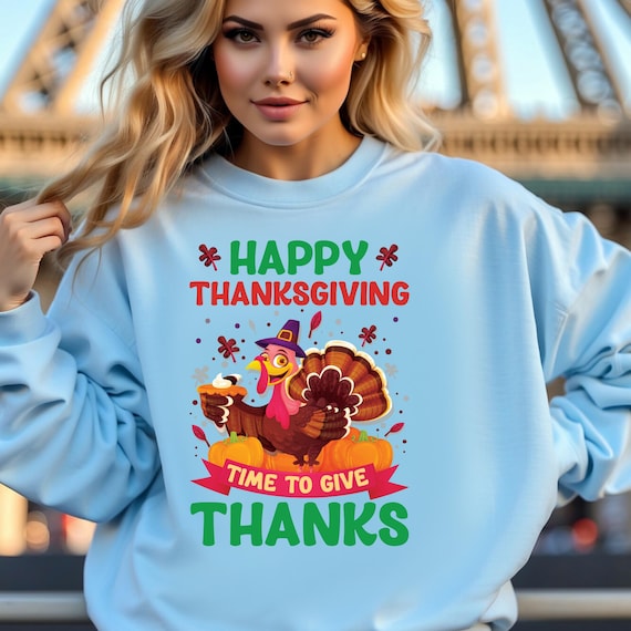 Funny Thanksgiving  Sweatshirt, Turkey Day Jumper, Thanksgiving Graphic Top, Gobble Gobble Crewneck, Humorous Fall Pullover