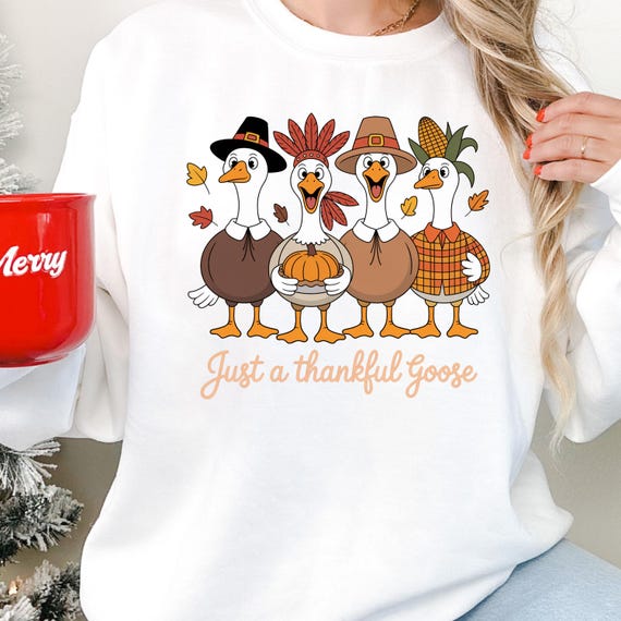 Thankful Goose Crewneck Sweatshirt, Thanksgiving Pullover