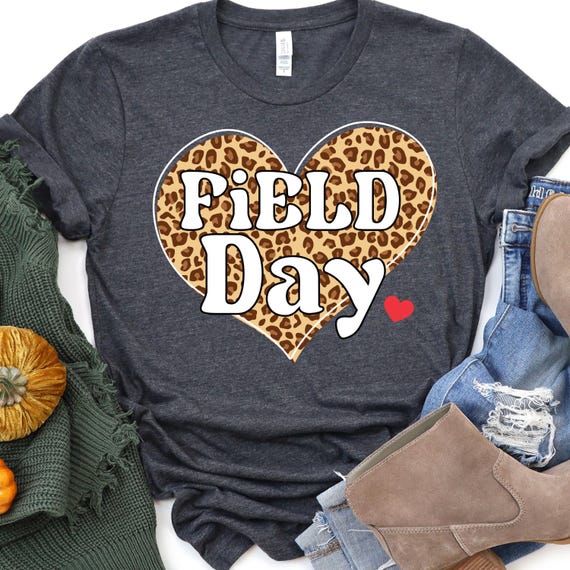Field Day Shirt for School Event, Leopard Heart Tee, Gift for Teachers, Field Day T-Shirt, Fun School Day Shirt, Heart Design Tee