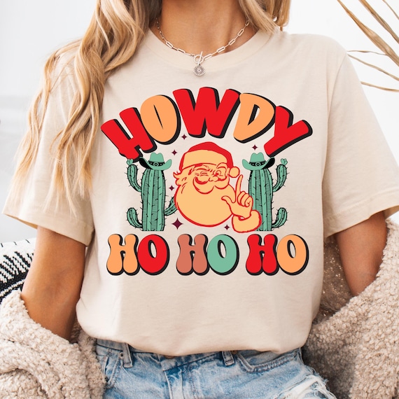 Vintage Western Christmas T-Shirt, Santa Cactus Tee