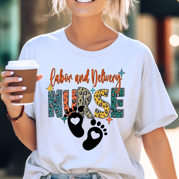 Labor and Delivery Nurse Leopard Tee, T-Shirt Nurse Gift,Leopard Print Shirt Labor and Delivery Top for Baby Nurse
