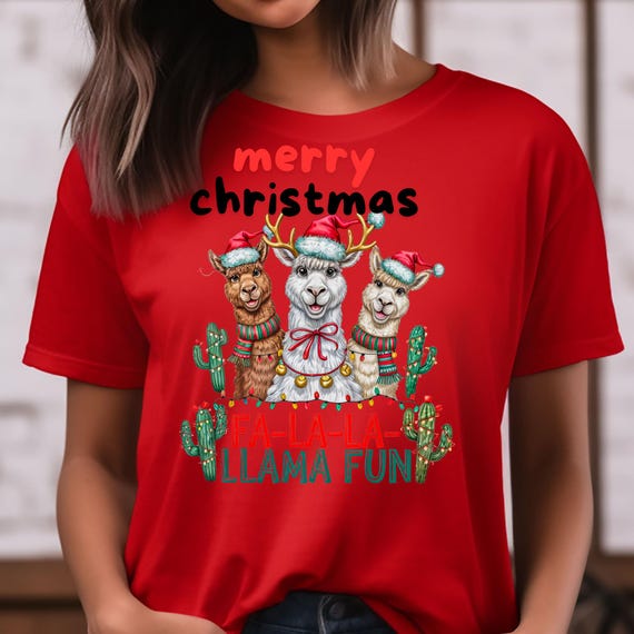 Llama Lover Tee, Western Christmas Shirt, Family Gift Idea, Unisex Tshirt, Cactus Llama shirt