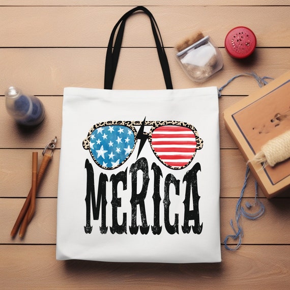 Merica Tote Bag, Red White And Blue, America Tote Bag, Usa Flag Tote Bag, Independence Totes, Patriotic Gift Bag, Stars And Stripes
