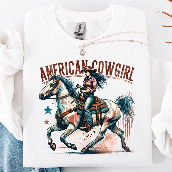 Cowgirl Shirt, American Tee for Western Lovers, Horse Riding Gift, Rodeo T-Shirt