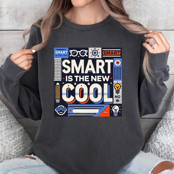 Teacher Retro 90's Sweatshirt Being Smart is Cool Teacher Gift, Comfort Colors Sweater Unisex Pullover, Retro Educator Top