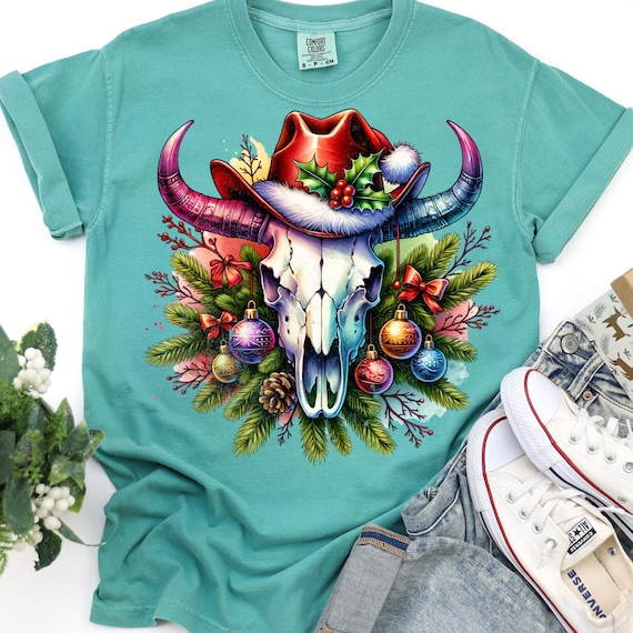 Cowboy Skull Gift, Christmas Cowgirl T-Shirt