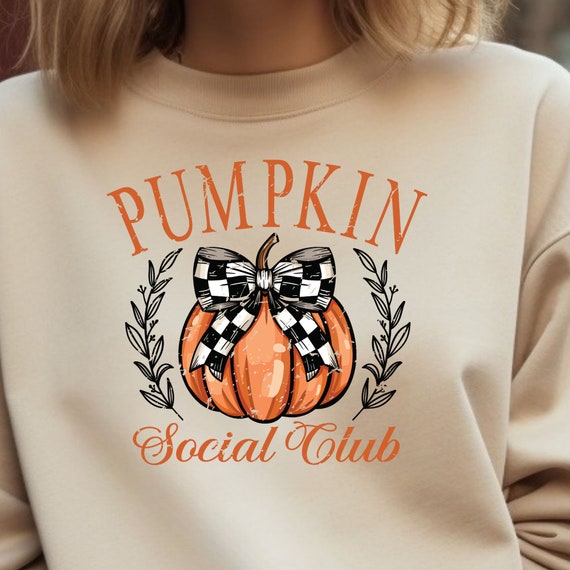 Social Club Fall Shirt,Coquette Pumpkin Mom Cute Fall Shirt, Thanksgiving Shirt Halloween Pumpkin, Mom Pumpkin Sweatshirt Cute Pumpkin Shirt