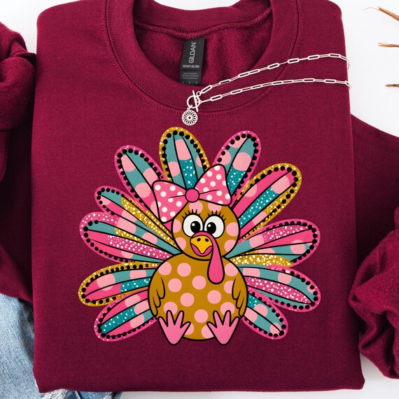Thanksgiving Preppy Sweatshirt, Mom Gift, Fall Crewneck Jumper,  Turkey Day Top Holiday Apparel