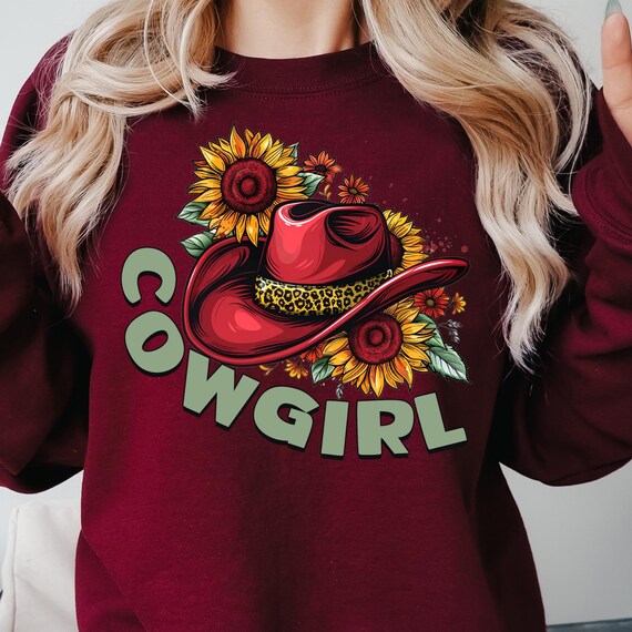 Cowgirl Sweatshirt Western Sweatshirt, Cowgirl Hat And Boot Cowgirl Boots Shirt,  Cowgirl Hat Sweater Cowboy Hat And Boots, Gift For Cowgirl