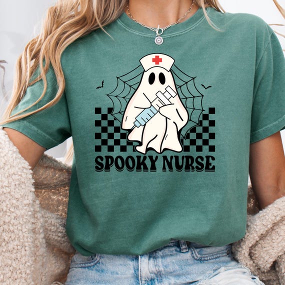 Spooky Nurse Shirt for Halloween, Ghost Nurse Tee, Gift for Nurses, Halloween Nurse T-Shirt, Funny Nurse Ghost Tee, Nurse Gift