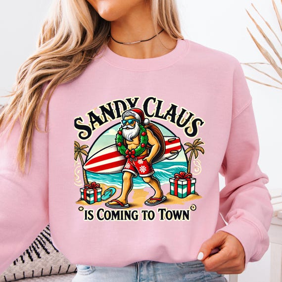 Christmas in July Sweatshirt  Funny Holiday Beach Vibes with Santa,Sun,and Summer Cheer,gift sweatshirt for Mom that loves Christmas in July