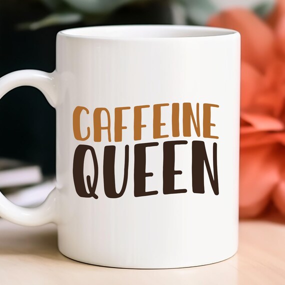 Ceramic Mug, Caffiene Queen coffee mug, Coffee Lover gift mug  Funny Mugs, Unique Tea Cups, Novelty Kitchen Decor, Birthday Present, Office