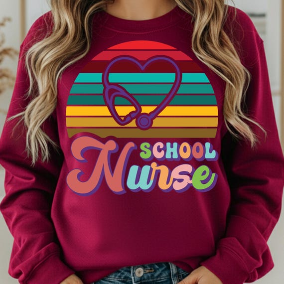 Retro School Nurse Shirt for Healthcare Heroes, Nurse Appreciation sweatshirt, Gift for School Nurses