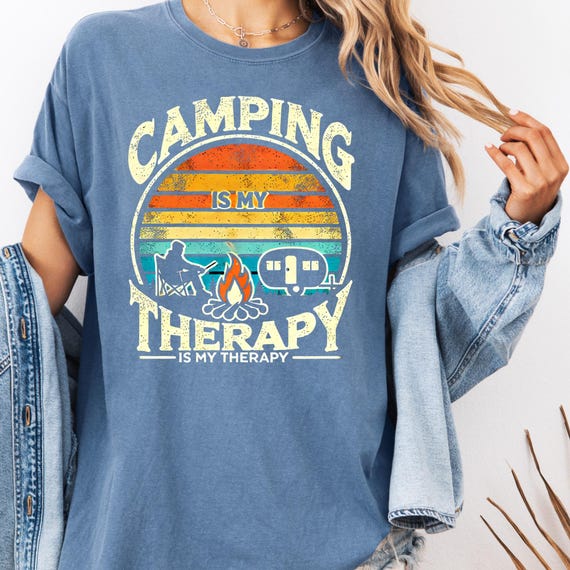 Camping is my Therapy Unisex T-shirt, Gift for Camper Lover Tee, Outdoor Adventure Shirt, Nature Lover Gift, Relaxation Camping Tee