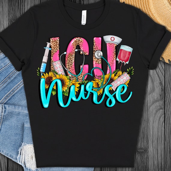 Sunflower Retro ICU Nurse Shirt for Healthcare Workers, Medical Staff Tee, Gift for Nurses