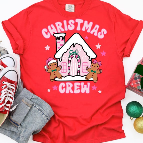 Christmas Crew Gingerbread House Shirt, Holiday Tee